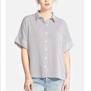 pinstripe oversized button down